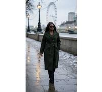 Ikrush Marelle Belted Longline Coat With Button Detail In Khaki Khaki