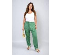 Ikrush Matilda Drawstring High Waist Trouser With Side Pockets In Green Green