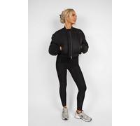 Ikrush Melina Cropped Long Sleeve Zip Up Puffer Jacket In Black Black
