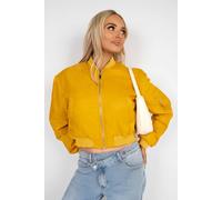 Ikrush Melina Cropped Long Sleeve Zip Up Puffer Jacket In Mustard Mustard