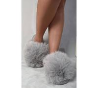 Ikrush Nadia Fluffy Faux Fur Slippers In Grey Grey