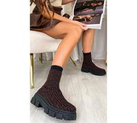 Ikrush Nancy Chunky Sock Boots In Brown Brown