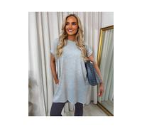 Ikrush Naomi Round Neck With Side Pockets Oversized Top In Grey Grey