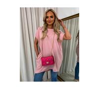 Ikrush Naomi Round Neck With Side Pockets Oversized Top In Pink Pink