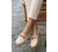 Ikrush Olivia Womens Rhinestone Chain Loafers In Beige Beige