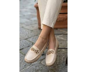 Ikrush Olivia Womens Rhinestone Chain Loafers In Beige Beige