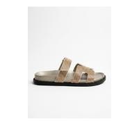 Ikrush Pearl Rhinestone Embellished Double Strap Sandals In Gold Gold