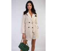 Ikrush Raven Oversized Waist Tie Button Detail Blazer Jacket In Beige Beige