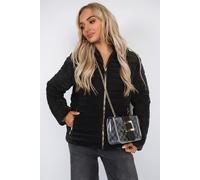 Ikrush Ravina Gold Detail Hooded Puffer Jacket In Black Black