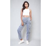 Ikrush Regina Multi Flap Pockets Cargo Jeans In Navy Navy