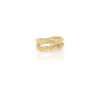 Ikrush Sana Textured Twin Band Ring In Gold Gold