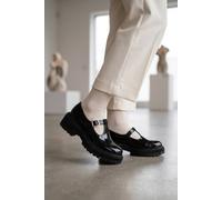 Ikrush Saoirse Chunky Sole Patent T-Bar Shoes In Black Black