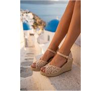 Ikrush Saoirse Cut Out Detail Espadrille Sandals In Beige Beige