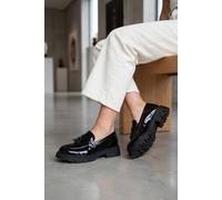 Ikrush Saoirse Patent Chunky Sole Tassel Loafers In Black Black