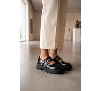 Ikrush Saoirse Patent Double Buckle Chunky Shoes In Black Black