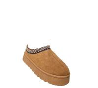 iKrush Slipper Boots for Women, Cream Polyester Aztec Detail Low Ankle Platform Loungewear