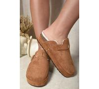 Ikrush Sylvie Slip On Faux Fur Platform Clogs In Camel Camel
