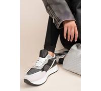Ikrush Vinna Chunky Glitter Lace-Up Trainers In Black Black