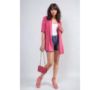 Ikrush Vivian Open Front Roll Up Sleeve Cardigan In Fuchsia Fuchsia
