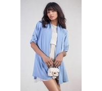 Ikrush Vivian Open Front Roll Up Sleeve Cardigan In Light Blue Light Blue