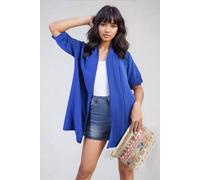 Ikrush Vivian Open Front Roll Up Sleeve Cardigan In Royal Royal