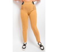 IKRUSH Women's Ariah Elastic Waist Button Detail Leggings in Beige | Size: S/M IKRUSH Beige S/M