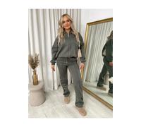 IKRUSH Women's Ashlee Zip Bomber Jacket & Trouser Co-ord Set in Khaki | Size: Large/XL IKRUSH Khaki L/XL