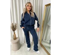 IKRUSH Women's Ashlee Zip Bomber Jacket & Trouser Co-ord Set in Navy | Size: S/M IKRUSH Navy S/M