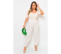 IKRUSH Women's Aubree Casual Drawstring Cargo Pants in Beige | Size: S/M IKRUSH Beige S/M