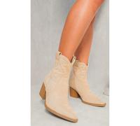 IKRUSH Women's Laura Faux Suede Cowboy Ankle Length Boots in Beige | Size: 8 IKRUSH Beige 8