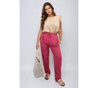 IKRUSH Women's Matilda Drawstring High Waist Trouser With Side Pockets in Fuchsia | Size: S/M IKRUSH Fuchsia S/M