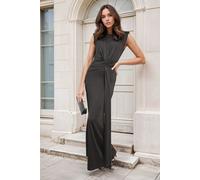 IKRUSH Women's Nadia Sleeveless Gathered Maxi Dress With Drape in Black | Size: XL IKRUSH Black XL