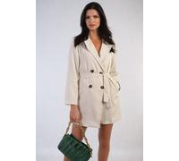 IKRUSH Women's Raven Oversized Waist Tie Button Detail Blazer Jacket in Beige | Size: 2XL IKRUSH Beige 2XL