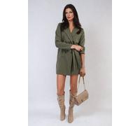 IKRUSH Women's Raven Oversized Waist Tie Button Detail Blazer Jacket in Khaki | Size: 2XL IKRUSH Khaki 2XL
