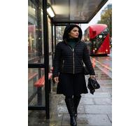 IKRUSH Women's Ravina Gold Detail Hooded Puffer Jacket in Black | Size: 4 IKRUSH Black 4
