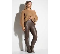 IKRUSH Women's Serina High Waisted Faux Leather Leggings in Brown | Size: S/M IKRUSH Brown S/M