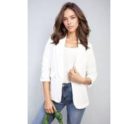 IKRUSH Women's Valerie Ruched Sleeve Open Front Blazer Jacket With Front Pockets in White | Size: XL IKRUSH White XL