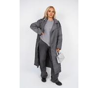 IKRUSH Women's Yvette Longline Padded Coat With Side Pockets in Grey | Size: Small IKRUSH Grey S