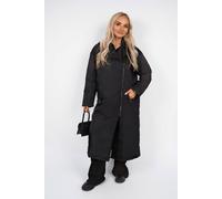 Ikrush Yvette Longline Padded Coat With Side Pockets In Black Black