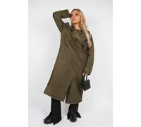 Ikrush Yvette Longline Padded Coat With Side Pockets In Khaki Khaki