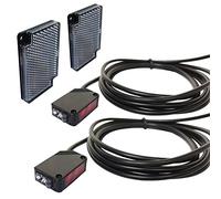 IKSACE E3Z-R61 Photoelectric Beam Sensor Indoor Wall Mounted NPN (NO Or NC Switchable) Retroreflective photoelectric Sensor Proximity Switch with 2M Cable,Reflector Panel, Pack of 2