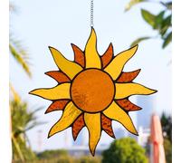 IKSII Real Stained Glass Window Hanging,8.6"x8.7" Sun Catchers Indoor,Stain Glass Window Hangings,Suncatcher Light Catcher Panels Decor Ornaments Gifts for Mom Plant Lovers Gardeners Men