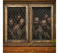 iksya 2PCS Scary Halloween Ghost Window Decorations - Horror Oxford Fabric Window Covers with Ropes, 47.2"x31.5" - Indoor/Outdoor Haunted House & Party Decor, Fade-Proof & Easy Install(H)