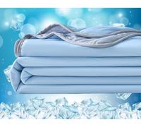 iksya Cooling Blankets for Summer Hot Sleepers - Cold Ice Blanket Cold Touch Fabric for Couch Bed Cold blanket Absorbs Body Heat for sleeping(Sky Blue,150x200cm)