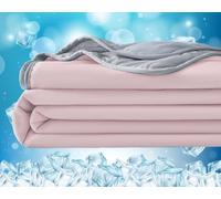 iksya Cooling Blankets for Summer Hot Sleepers - Cold Ice Blanket Cold Touch Fabric for Couch Bed Cold blanket Absorbs Body Heat for sleeping(Pink,150x200cm)