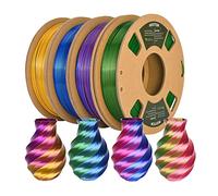 IKSYTEM 3D Printer Filament Bundle, Dual Color Filament, Silk PLA Filament 1.75mm Bundle, Silk Gold Purple, Silk Red Green, Silk Blue Green, Silk Red Blue, 3D Printing Filament, 250gX 4 PLA Spools