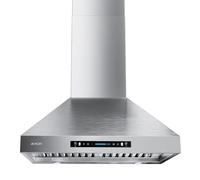 IKTCH 30" Wall Mount Hood, 900 CFM Powerful Suction, Gesture Detection & Touch Control, 4 Speed Fan, Adjustable LED Lights, Stainless Steel, Convertible Without
