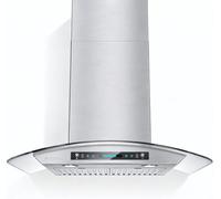IKTCH Wall Mount Range Hood 36 inch 900 CFM, Tempered Glass Kitchen Chimney Vent Stainless Steel with Gesture Sensing & Touch Control Switch Panel, 2 Pcs Adjustable Lights
