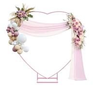 IKULE Heart Shape Wedding Metal Arch Backdrop Pink Flower Balloon Arbors Stand for Wedding Birthday Party, Graduation Decorations and Baby Shower 2M