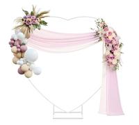 IKULE Heart Shape Wedding Metal Arch Backdrop White Flower Balloon Arbors Stand for Wedding Birthday Party, Graduation Decorations and Baby Shower 2M